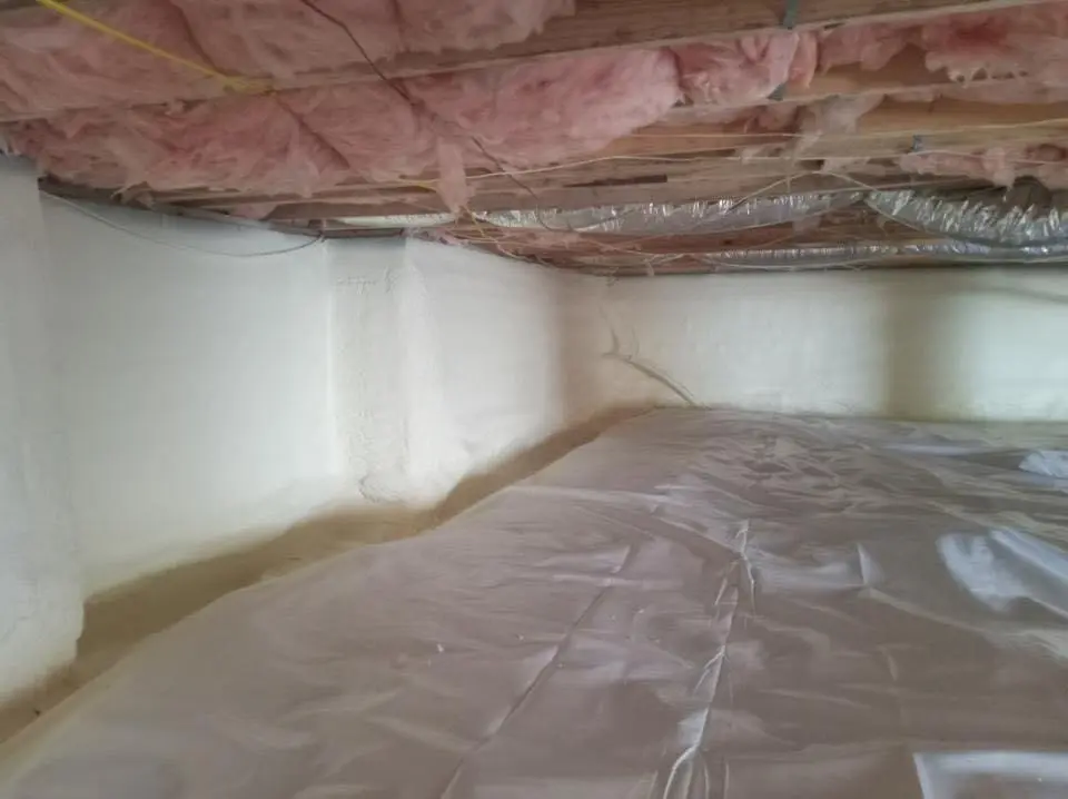 Crawl space encapsulation with closed-cell spray foam for Flat Roof Repair in St. Helena